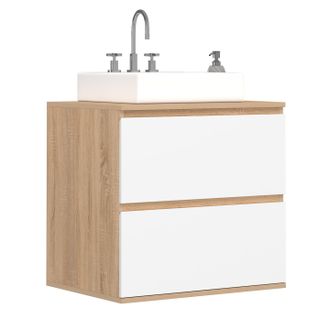 IDMarket Mobiletto Da Bagno A 2 Cassetti A Sospensione Tomi In Faggio E Bianco