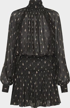 Nicholas Cecile Ruched Turtleneck Viscose Mini Dress