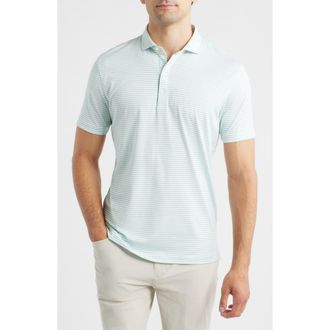 Johnnie-O Michael Stripe Performance Golf Polo in Cilantro at Nordstrom, Size Xx-Large