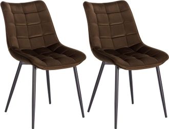 Woltu Pack De 2 Sillas De Comedor Asiento De Terciopelo Silla Dise&ntilde;o Silla Tapizada Estructura Met&aacute;lica Sill&oacute;n Con Respaldo Silla De Cocina Marrone - Woltu