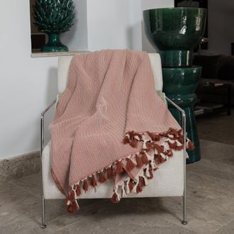 Febronie Manta plaid algod&oacute;n rojo tejas 160x250