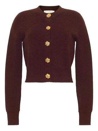 Cara Cara rose-gold button cardigan - women - Wool/Cashmere - L - Brown