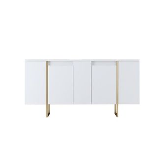 Calicosy Aparador 4 puertas con estantes L160 cm - Blanco y oro