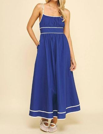 Pinch Design Marlie Sporty Dress With Tie Straps In Bright Navy / Delph