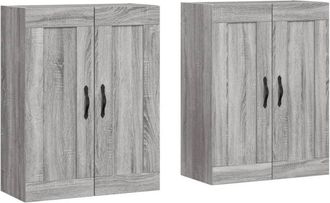 vidaXL Wall Mounted Cabinets 2 pcs Grey Sonoma Engineered Wood Vidaxl