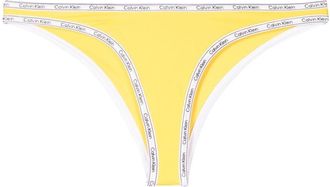 Calvin Klein logo-print strap bikini bottoms - women - Elastane/Elastane/Polyamide/Polyester - L - Yellow