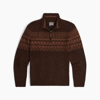 Royal Robbins Mens Arch Rock 1/4 Zip Sweater In Seal Brown Heather Shasta Pt