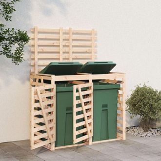 vidaXL Cobertizo Doble Para Cubos De Basura Madera Maciza De Pino Vidaxl