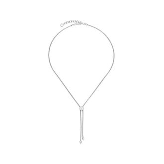 Monica Vinader Sterling Silver Fiji Button Diamond Lariat Necklace Adjustable 61cm/24 Diamond
