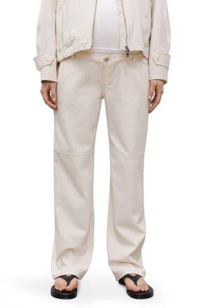 Mango Wide Leg Leg Maternity Jeans in Off White at Nordstrom, Size 6