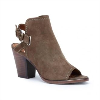 Frye Womens Dani Shield Sling Peep Toe Heel Boot In Dark Taupe Suede