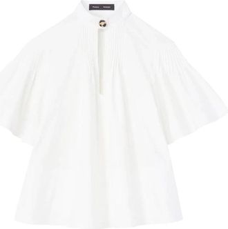 Proenza Schouler Witte Katoenen Blouse met Plooitjes - Dames - Blouses - Wit - 2XS - Katoen - Overhemden