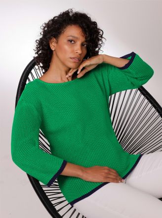 Cr&eacute;ation L 3/4 Arm-Pullover CREATION L PREMIUM Lyocell-Baumwoll-Pullover, Damen, Gr. 36, grasgr&uuml;n, 70% Lyocell, 30% Baumwolle, unifarben, Pullover 3/4 Arm-Pullov