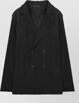 Homme Pliss&eacute; Issey Miyake double breasted pleated jacket buttoned cuffs