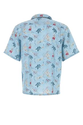 Prada Mens Printed Satin Shirt Pongehawaii Sevi-Trochusniloticus Camicie