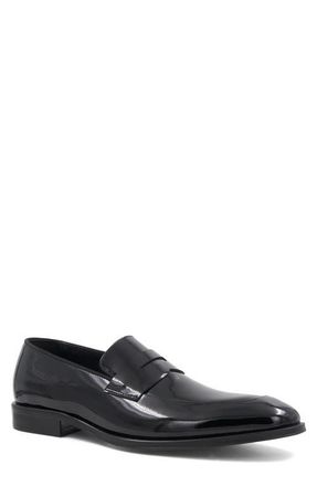 Bruno Magli Maioco Sera Patent Leather Apron Toe Penny Loafer in Black Patent at Nordstrom, Size 11.5