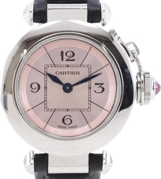 Cartier Pre-owned Miss Pasha Stainless Steel Quartz - Dames - Vintage Horloges - Roze - ONE Size - Leer - Vintage