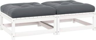 vidaXL Taburetes De Jard&iacute;n Con Cojines Blanco 2 Uds Madera Maciza Pino Vidaxl