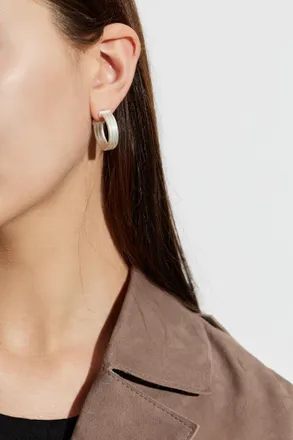 AllSaints Round Earrings, Womens, Silver