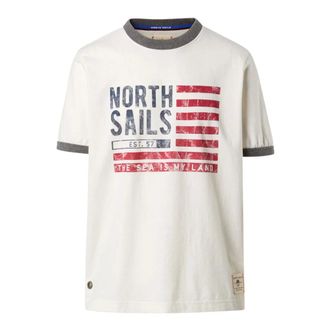 North Sails T-Shirts, male, White, Size: XL Archive T-shirt with American flag