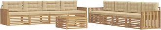 vidaXL Conjunto De Sof&aacute;s De Exterior 9 Uds. Y Beige Poli&eacute;ster Vidaxl