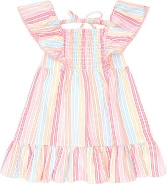 Huxbaby Vintage Rainbow Stripe Shirred Dress in Multi at Nordstrom, Size 6-12M Au