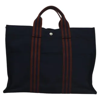 Hermès Hermès Blue Canvas Tote Bag