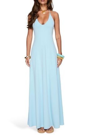 Princess Polly Palmas Halter Maxi Dress in Baby Blue at Nordstrom, Size 12