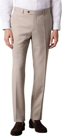 Brooks Brothers Twillen Broek van Maagdelijke Wol - Heren - Nette broeken - Beige - W34 - Wol - Broeken