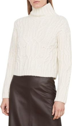 Vince Interlaced Alpaca Blend Turtleneck Sweater in Cream at Nordstrom Rack, Size X-Large