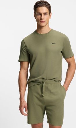 HUGO BOSS Pyjamaoberteil BOSS Waffle T-Shirt, Herren, Gr. XXL, open gr&uuml;n 349, Obermaterial: 60% Baumwolle, 40% Polyester, regular fit, Rundhals, Shirts Pyjamaob