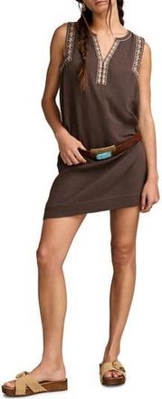 Lucky Brand Embroidered Sleeveless Shift Minidress in Raven at Nordstrom Rack, Size X-Small