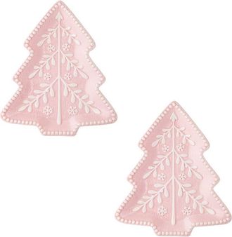 10 Strawberry Street Set Of 2 Pink Christmas Tree Platter