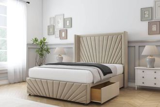 Sloomy Rutherford Coniston Divan Set No Drawers-54 Wingback-Footboard in Cream | Size: Double