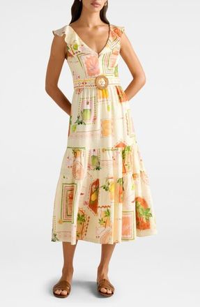 Ever New Layne Belted Midi Dress in Almada Holiday at Nordstrom, Size 10