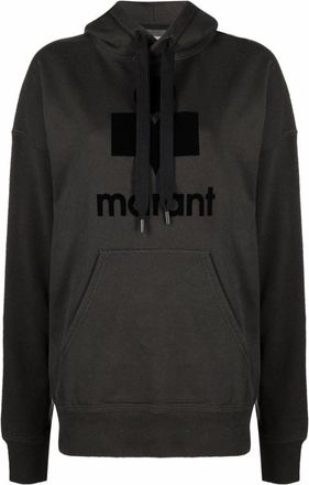 Isabel Marant Black Cotton Mansel hoodie sweatshirt with front logo