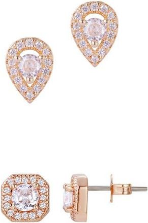 Adornia Set of 2 Assorted Crystal Stud Earrings in Gold at Nordstrom Rack