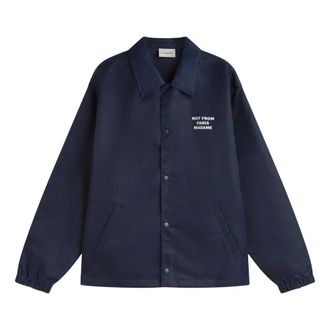 Dr&ocirc;le de Monsieur Jassen, Heren, Blauw, S, Nylon, Waterafstotende nylonjas met slogan