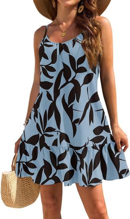 Generic Women Dresses UK Clearance, Womens Summer Dresses Spaghetti Strap Floral Print Tiered Swing A Line Short Sundresses Ladies Beach Cover Up Dress Sister