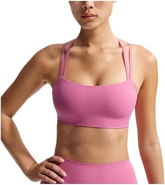 Nike Dri-FIT Zenvy Strappy Light Support Padded Sports Bra Womens Bra Peony/White : LG (US 12-14), Polyester/Spandex