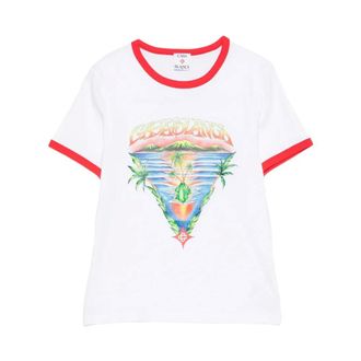 Casablanca T-Shirts, female, White, Size: M Crew Neck T-shirt