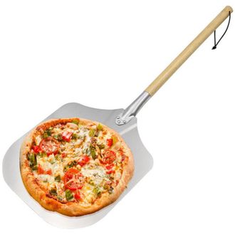 OEM Pala Para Pizza, Aluminio, Mango De Madera, Esp&aacute;tula Profesional Para Horno, 35 Cm, Natural/plata-crezuo