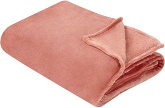 Beliani Manta Roja 200 X 220 Cm Poli&eacute;ster Colcha Cubrecama Suave Moderno Bayburt