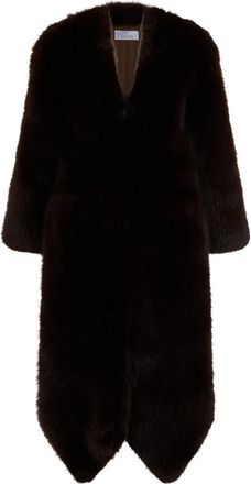 Giuseppe Di Morabito Lange jas van imitatiebont - Dames - Jassen - Bruin - M - Polyester - Jassen