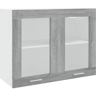 vidaXL Hanging Glass Cabinet Lyon Grey Sonoma 80x31x60 cm Engineered Wood vidaXL