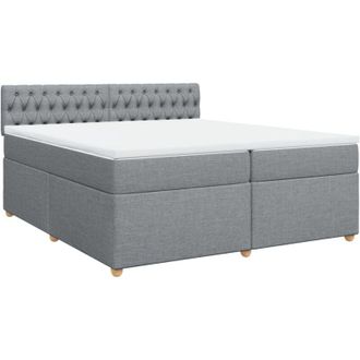 vidaXL Vidaxl - Cama Box Spring Con Colch&oacute;n Tela Gris Claro 200x200 Cm