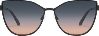 Quay 55mm In Pursuit Cat Eye Sunglasses in Black /Smoke Coral at Nordstrom Rack