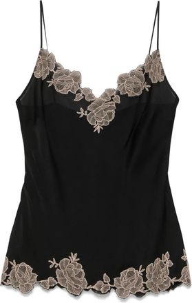 Carine Gilson Canottiera in seta e pizzo Calais Caudry - Nero