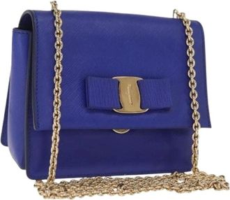 Ferragamo Pre-owned Cross Body Bags, female, Blue, Size: ONE SIZE Pre-owned Leather Cross Body Bag