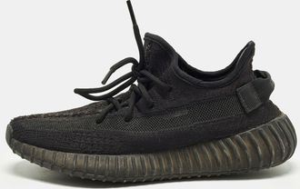adidas Boost 350 V2 Size 40 Black Knit Fabric Low Top Sneakers